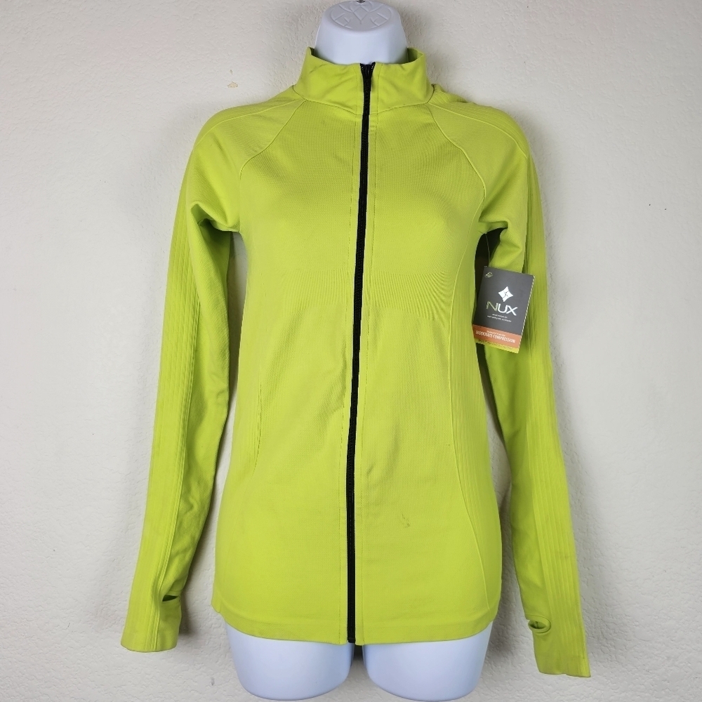 NWT NUX Sleek Unity Compression Performance Jacket Lime Pop M
